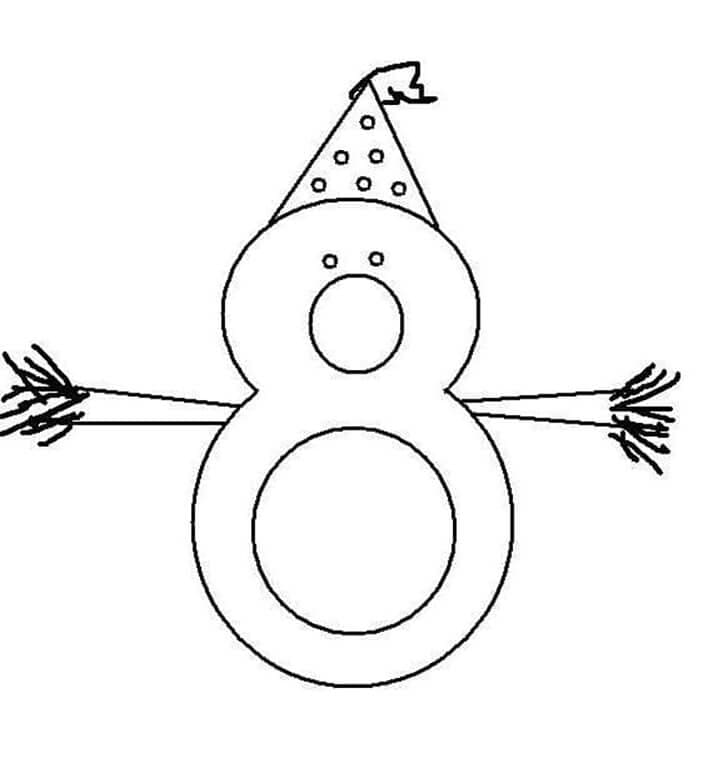 Dibujos de Muñeco de nieve Número 8 para colorear