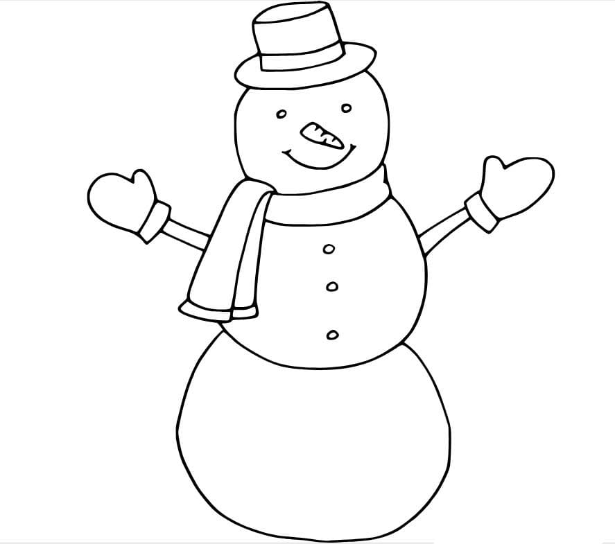 Dibujos de Muñeco de nieve simple con los brazos abiertos para colorear