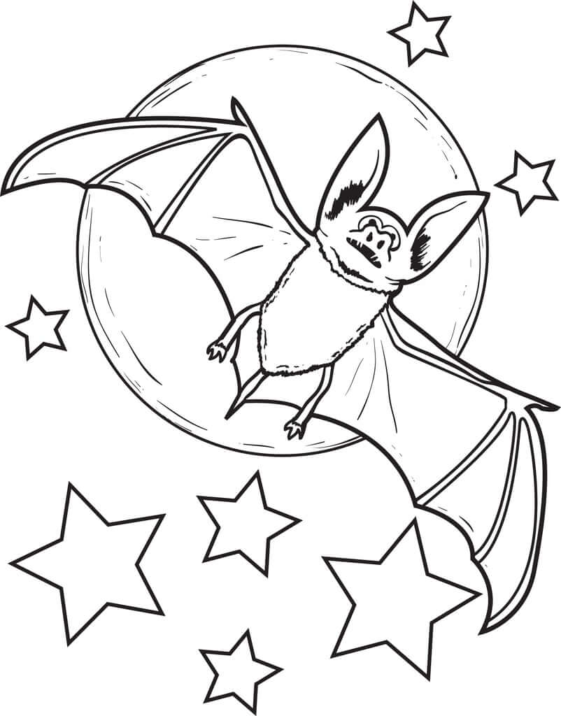 Dibujos de Murciélago con Estrella para colorear