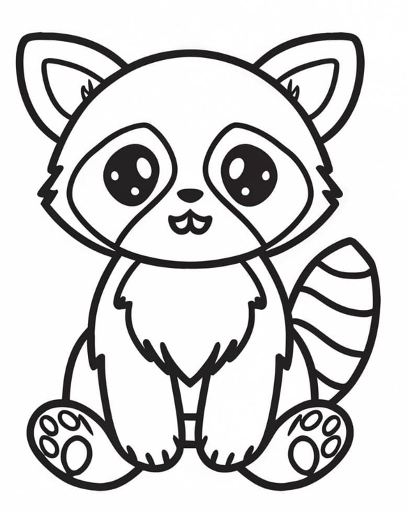 Dibujos de Muy básico Panda Rojo para colorear