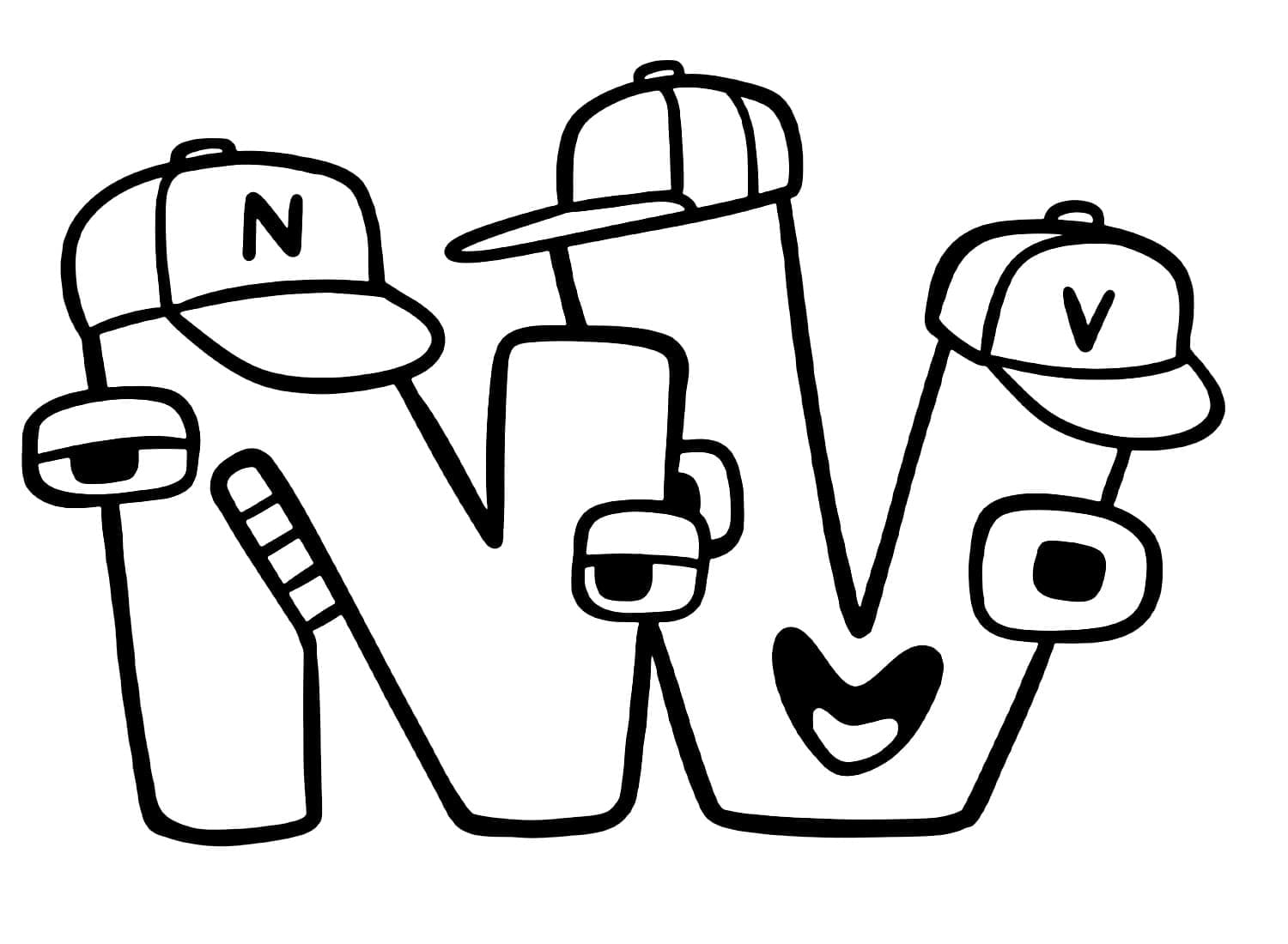 Dibujos de N y V Alphabet Lore para colorear