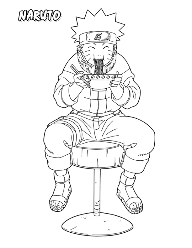 Naruto Comiendo Ramen para colorir