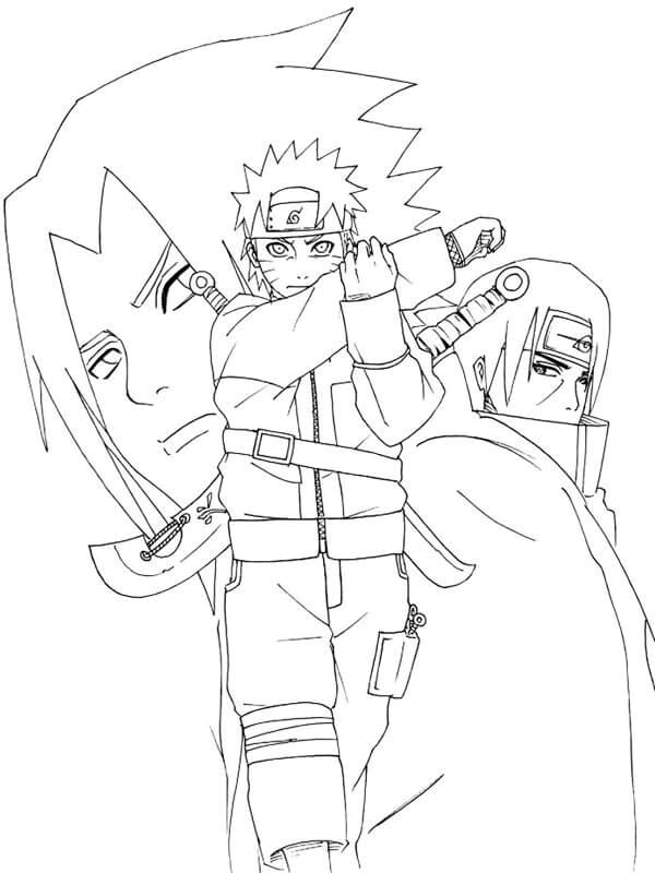 Naruto, Sasuke e Itachi para colorir