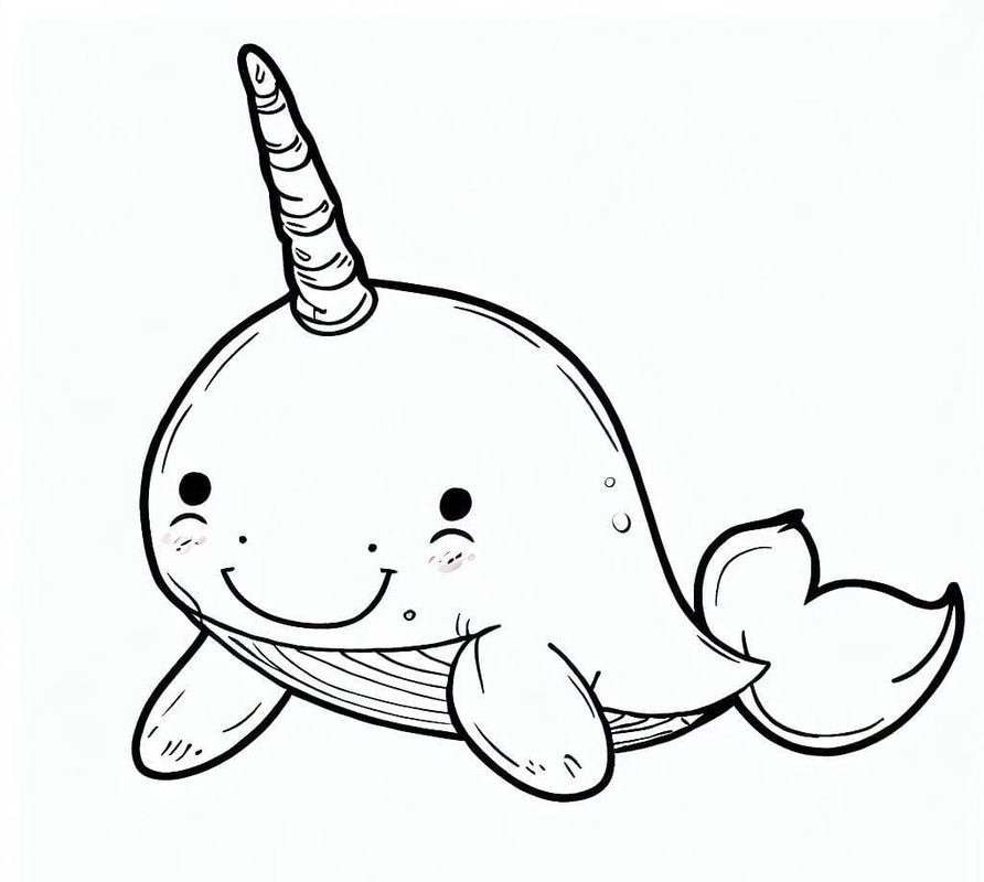 Dibujos de Narval fácil para colorear