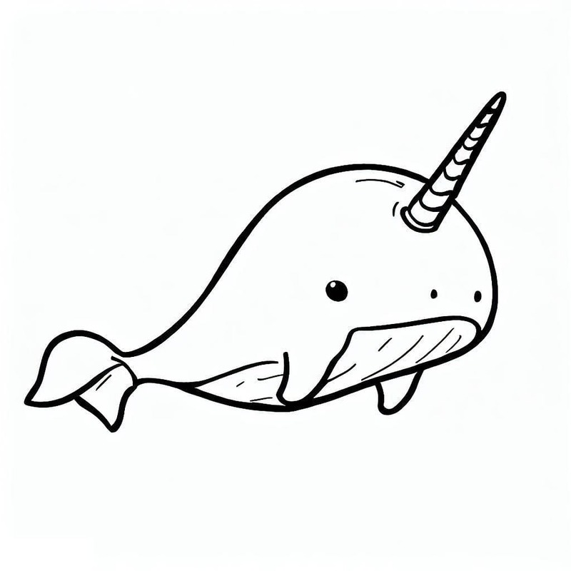 Dibujos de Narval imprimible gratis para colorear