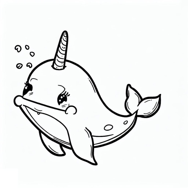 Dibujos de Narval imprimible para colorear
