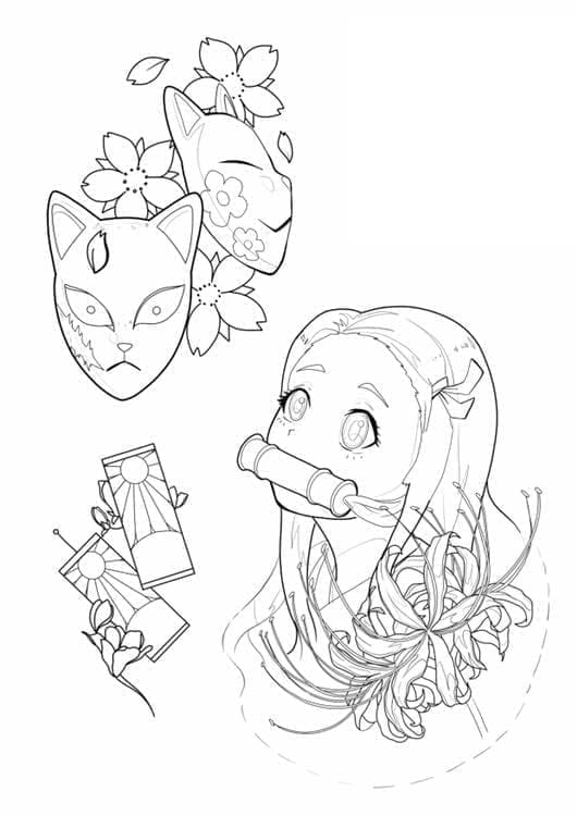 Dibujos de Nezuko del Demon Slayer para colorear