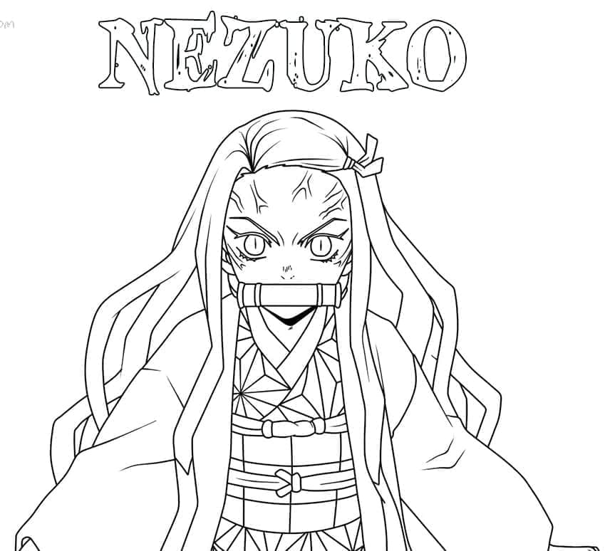 Dibujos de Nezuko Kamado muy enojado para colorear