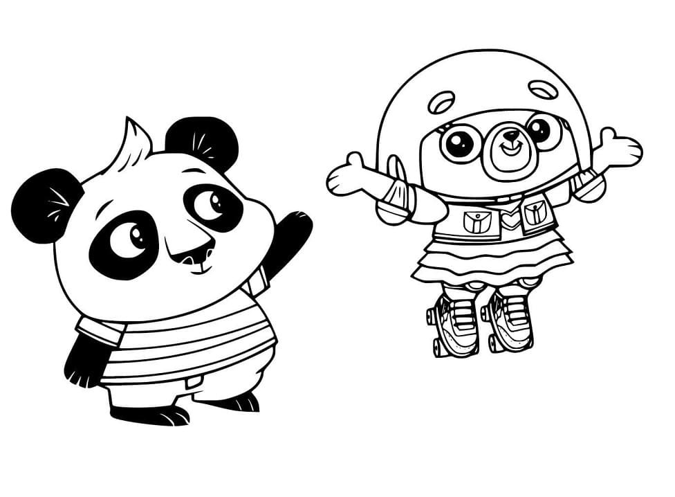 Nico Panda y Chip para colorir