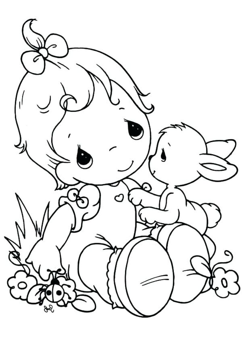 Niña Y Conejo para colorir