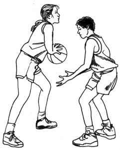 Dibujos de Niña y Niño Jugando Baloncesto para colorear