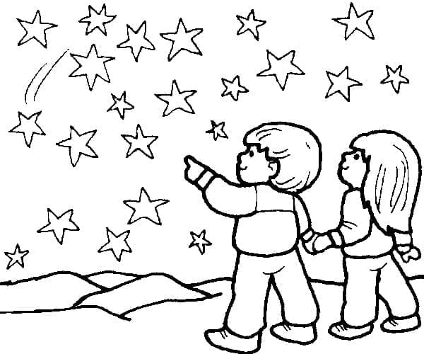 Dibujos de Niñas y Estrellas para colorear