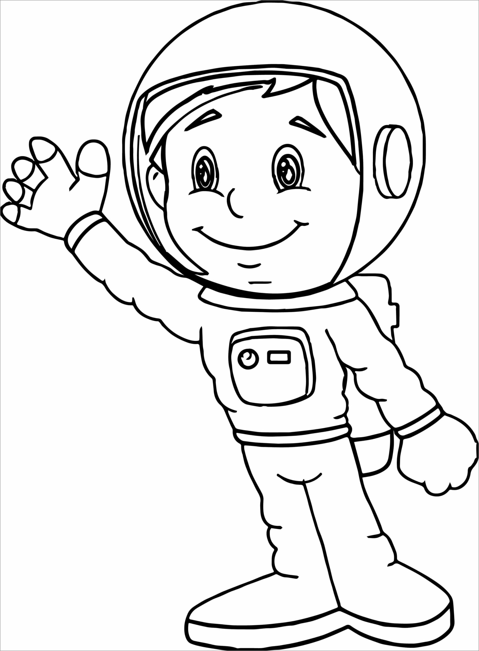 Dibujos de Niño Astronauta Sonriente para colorear
