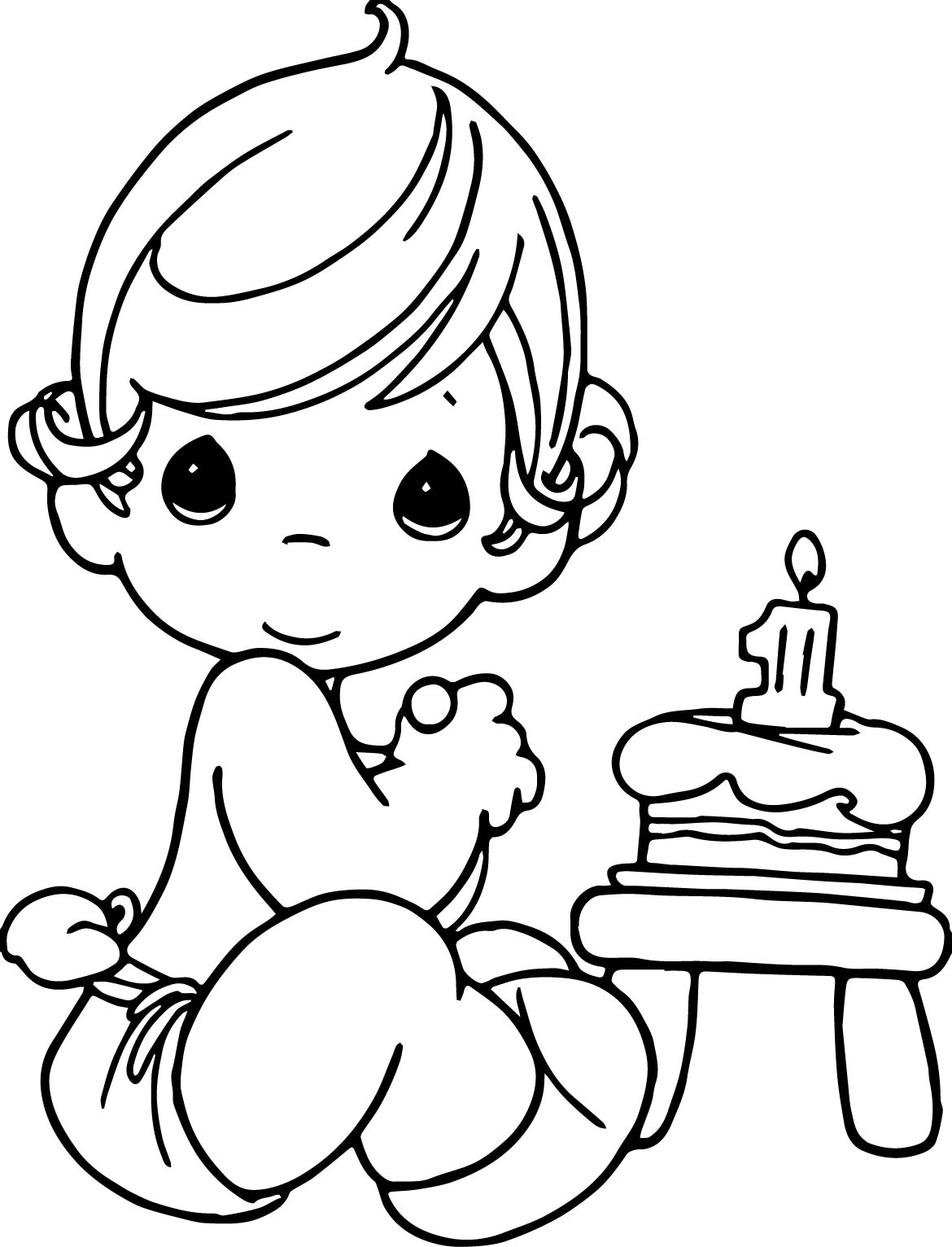 Dibujos de Niño Con Pastel De Cumpleaños para colorear