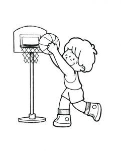 Niño jugando Baloncesto para colorir