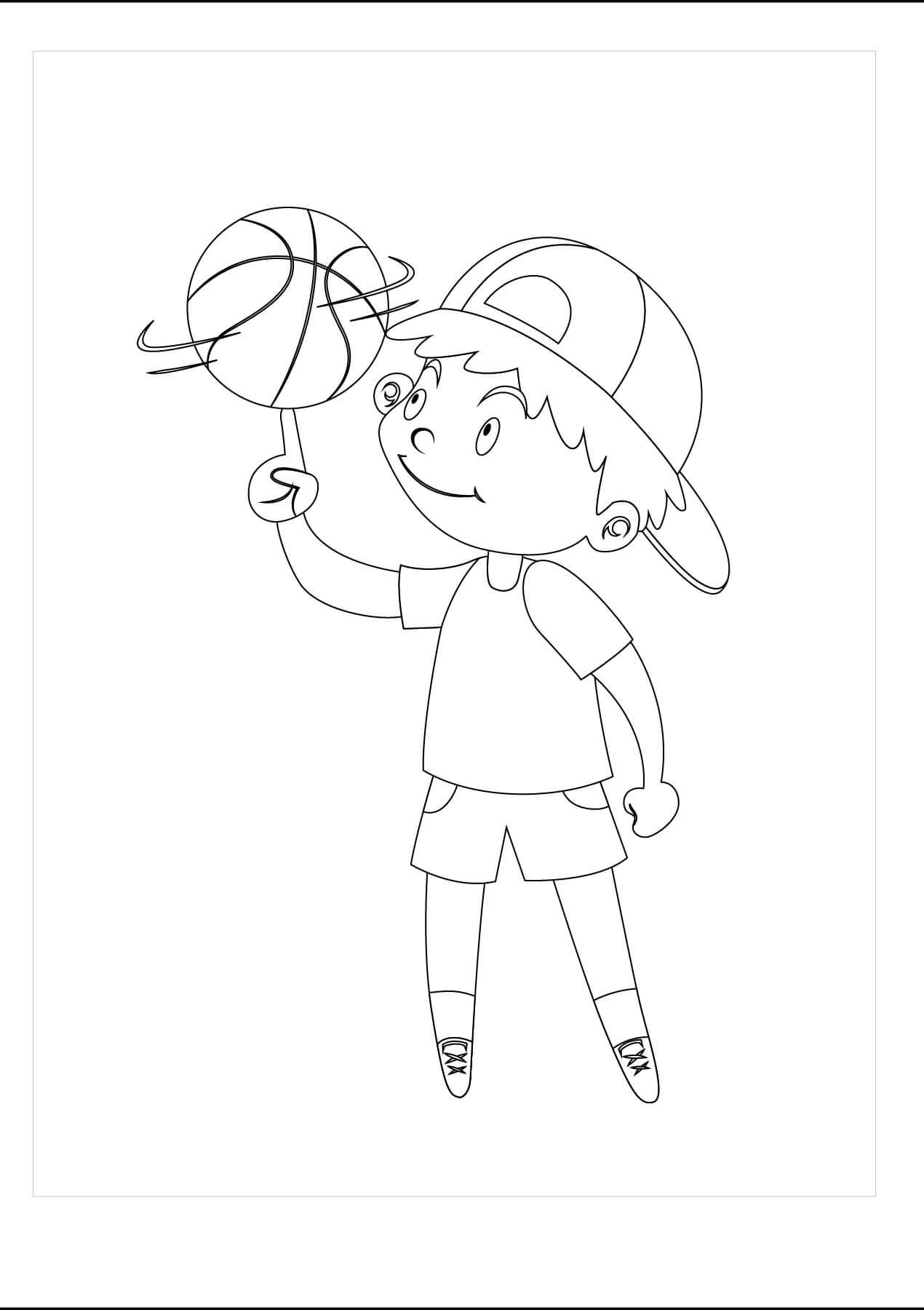 Dibujos de Niño Jugando Baloncesto para colorear