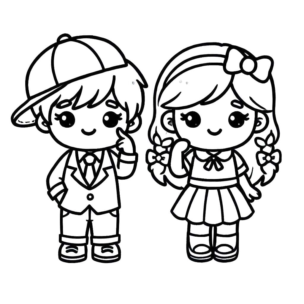 Dibujos de Niño y Niña 1 para colorear