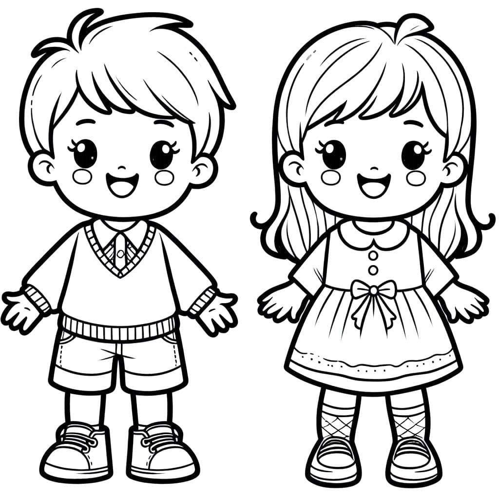 Dibujos de Niño y Niña 3 para colorear