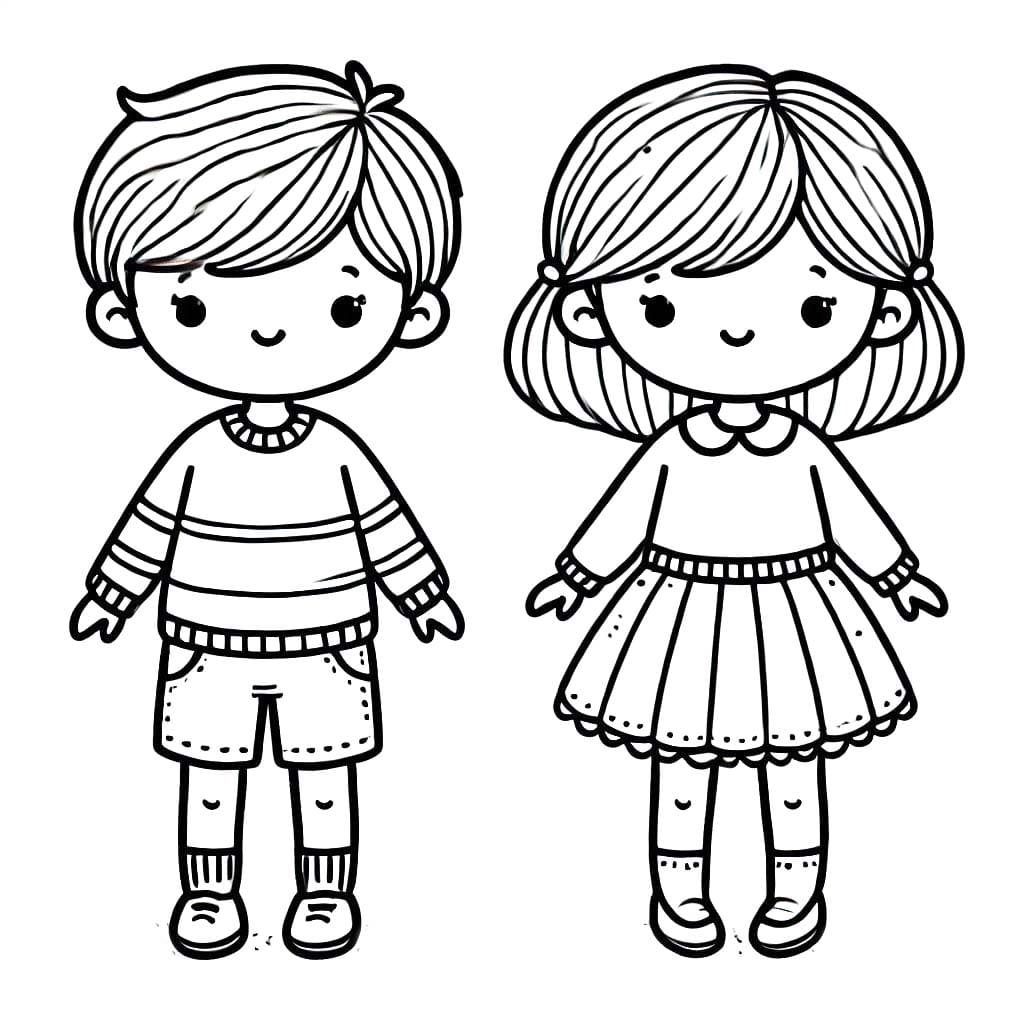 Dibujos de Niño y Niña 5 para colorear