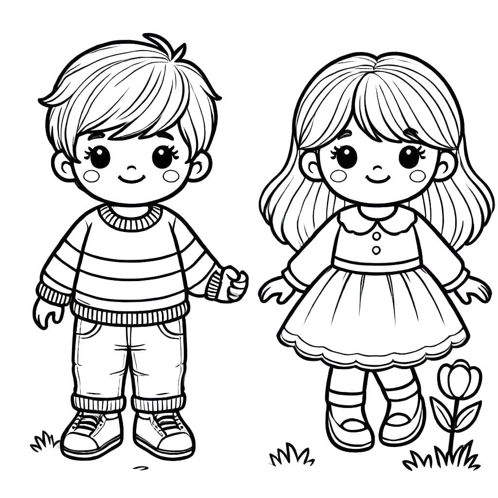 Dibujos de Niño y Niña 6 para colorear