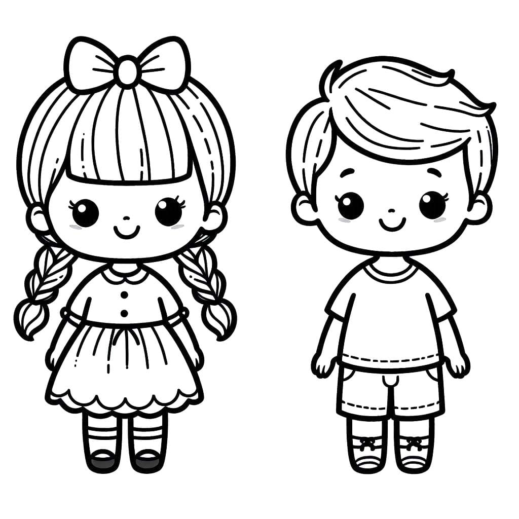 Dibujos de Niño y Niña 8 para colorear