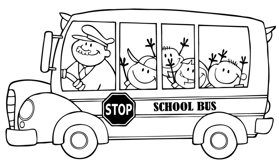 Dibujos de Niños En El Autobús Escolar para colorear