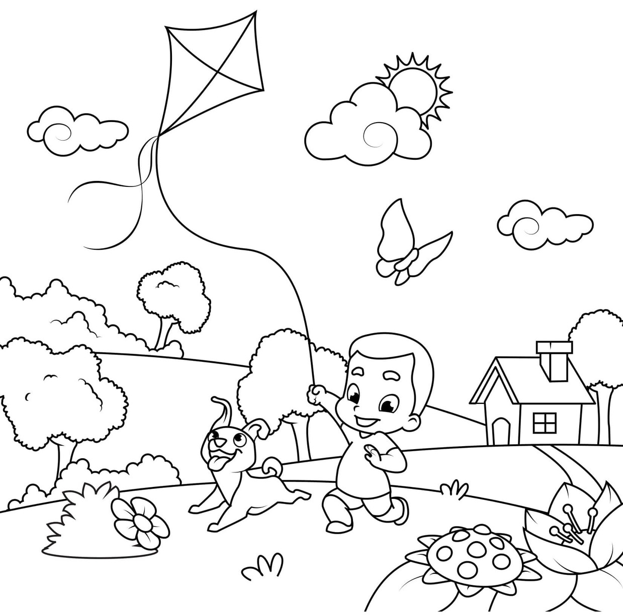 Dibujos de Niños jugando gratis para colorear