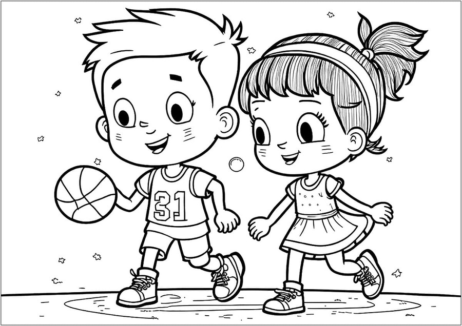 Dibujos de Niños jugando imprimir para colorear