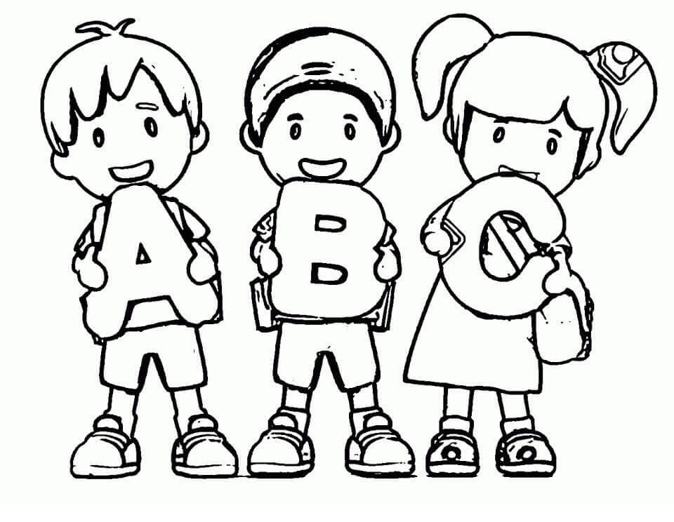 Dibujos de Niños Y ABC para colorear