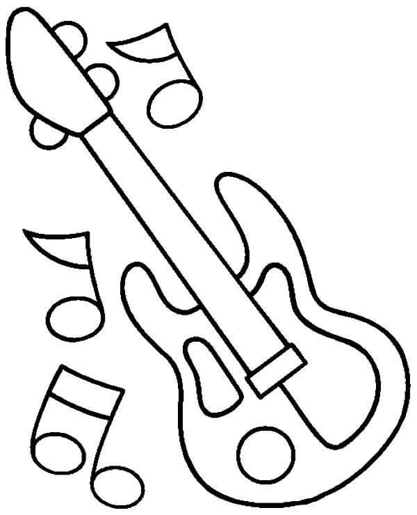 Notas de Guitarra en Notas Musicales para colorir