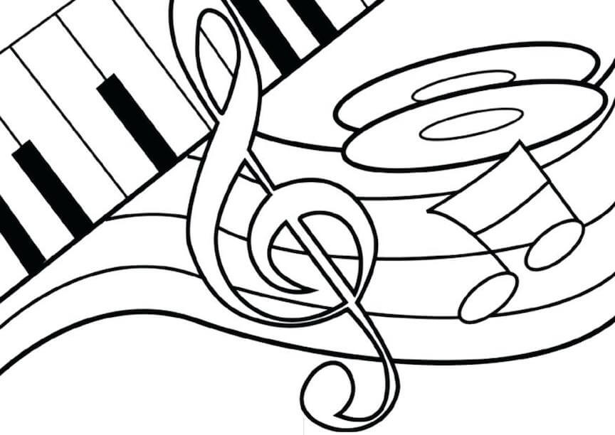 Notas de Piano en Notas Musicales para colorir