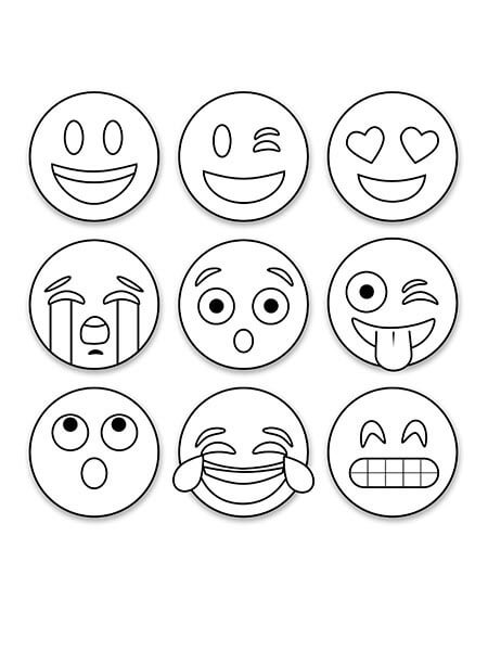 Dibujos de Nueve Emoji para colorear