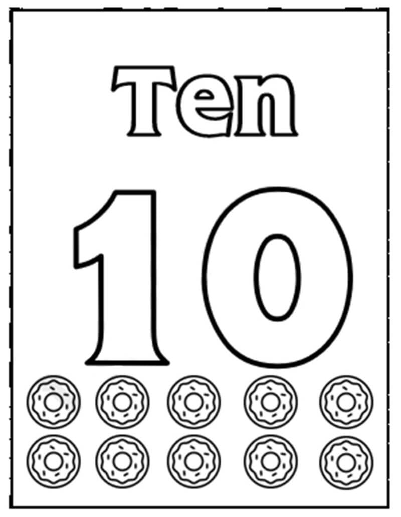 Dibujos de Número 10 con galletas para colorear