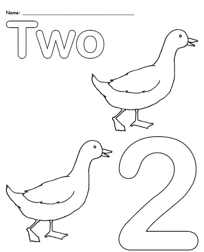 Dibujos de Número 2 con patos para colorear