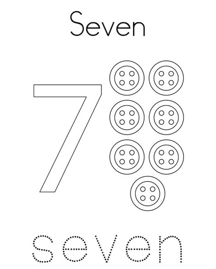 Dibujos de Número 7 con botones para colorear