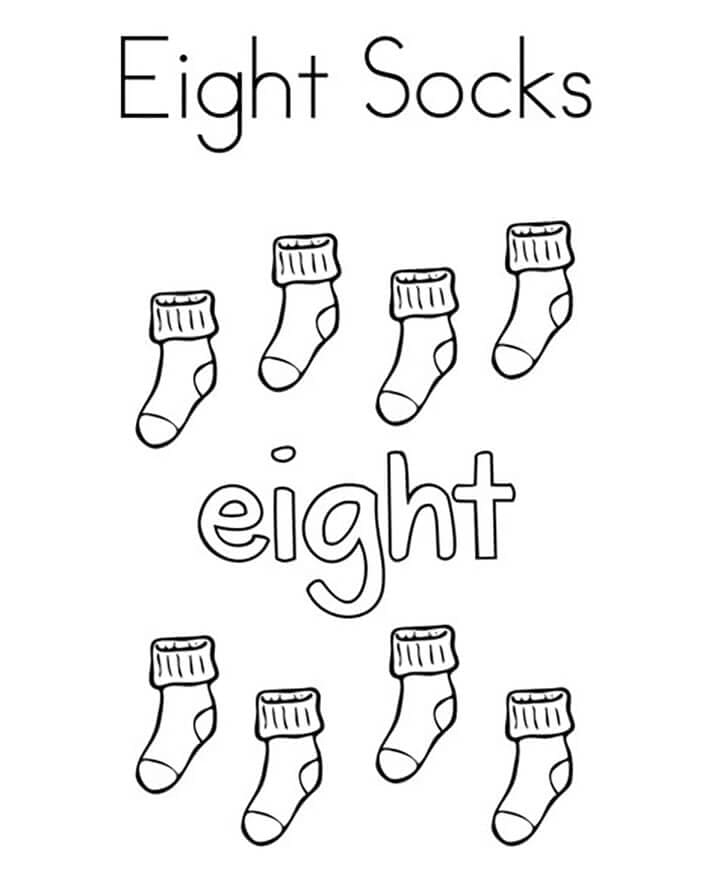 Dibujos de Número 8 con calcetines para colorear