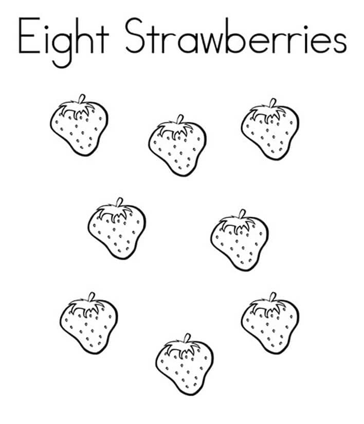 Dibujos de Número 8 con fresas para colorear