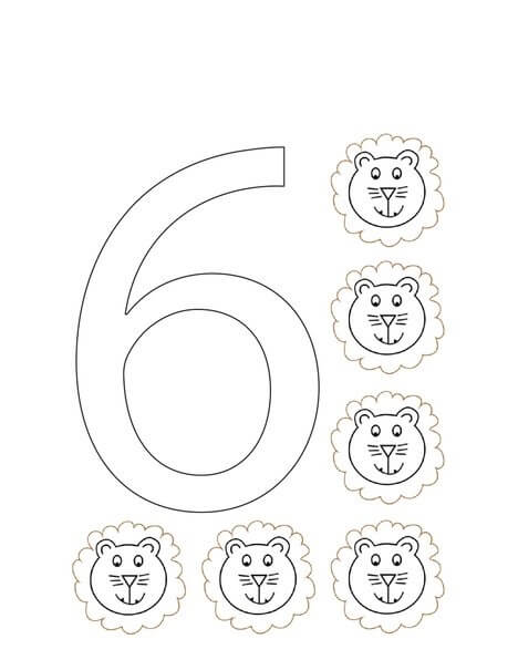 Número Seis – Seis para colorir