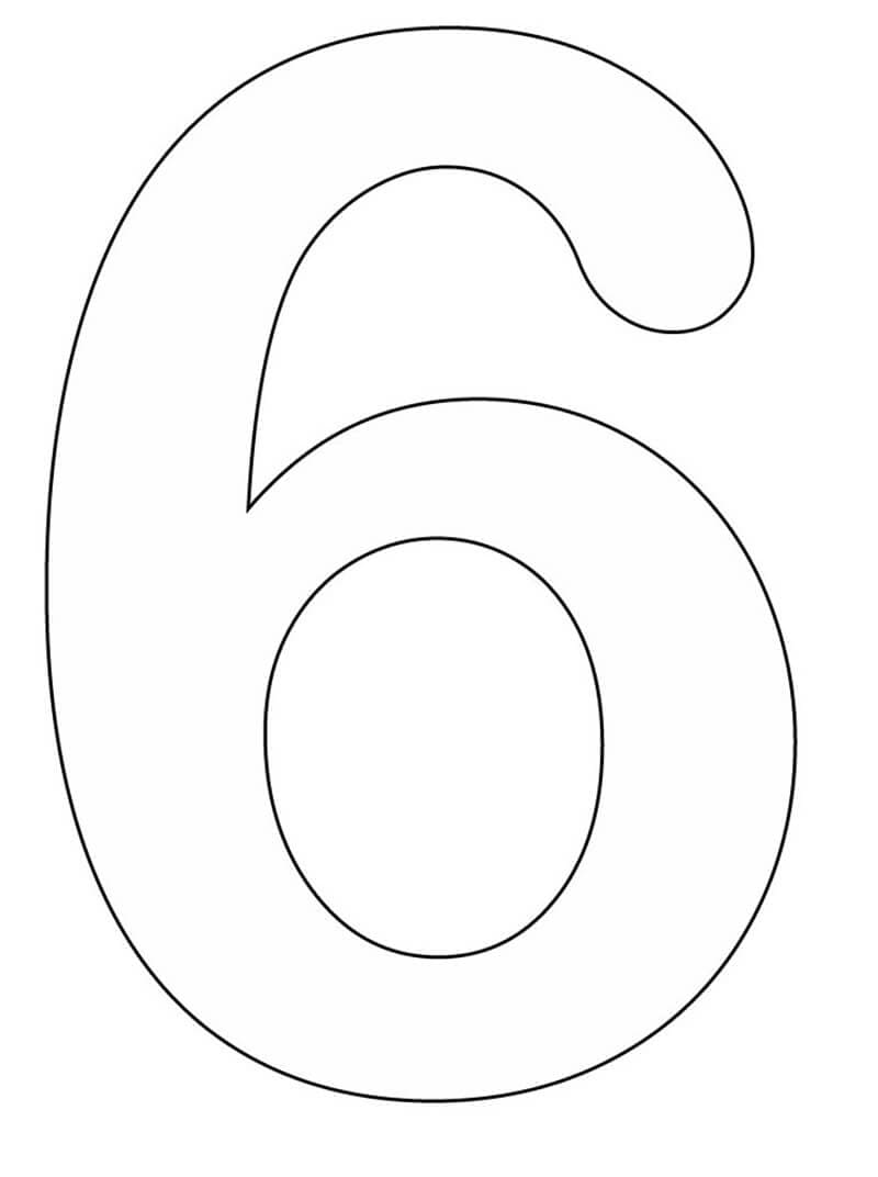 Número 6 (Seis) para colorear