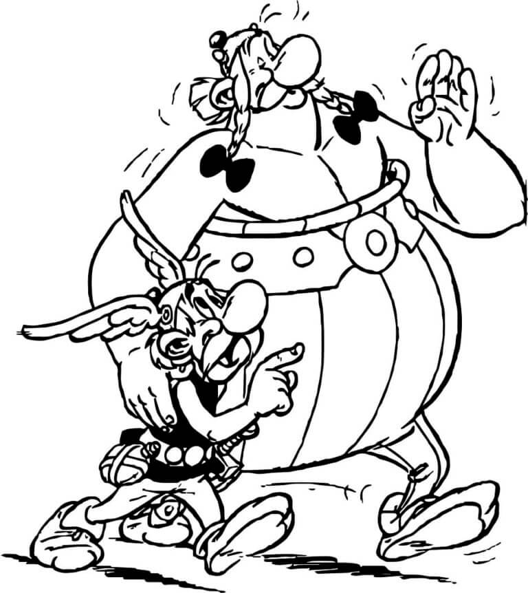 Dibujos de Obelix Cuenta Historias Interesantes a Su Amigo para colorear