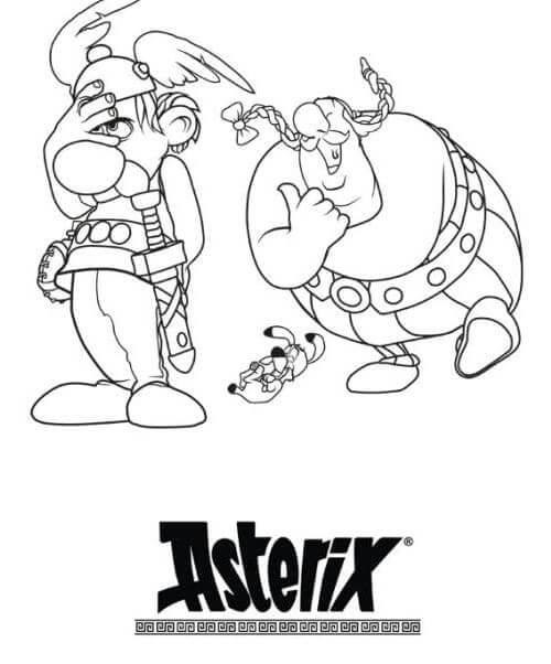 Dibujos de Obelix y Dogmatix Se Ríen De Astérix para colorear