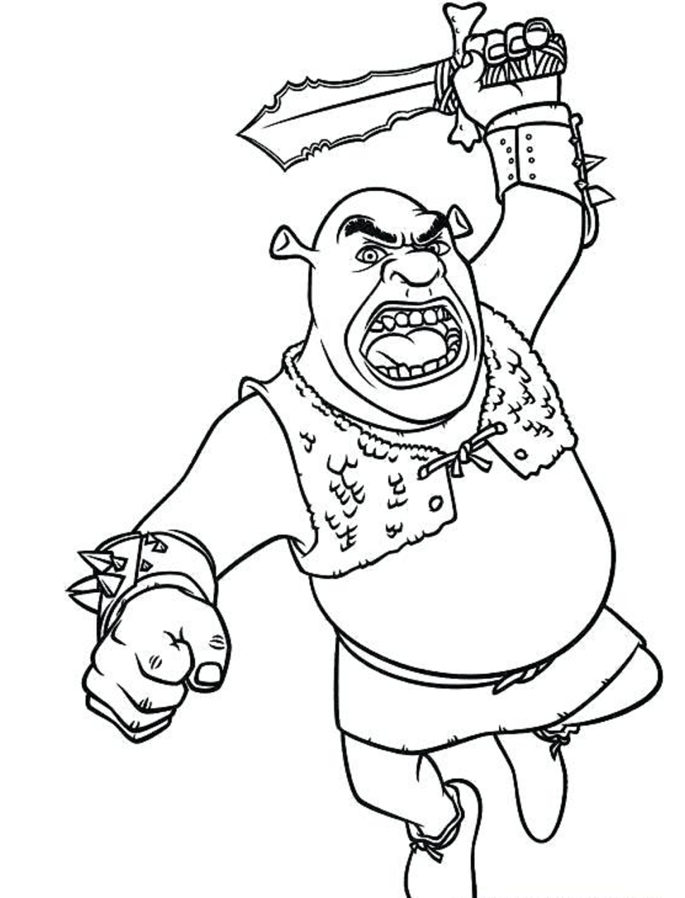 Dibujos de Ogro Shrek Luchando para colorear