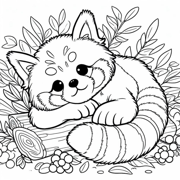 Dibujos de Panda Rojo 12 para colorear