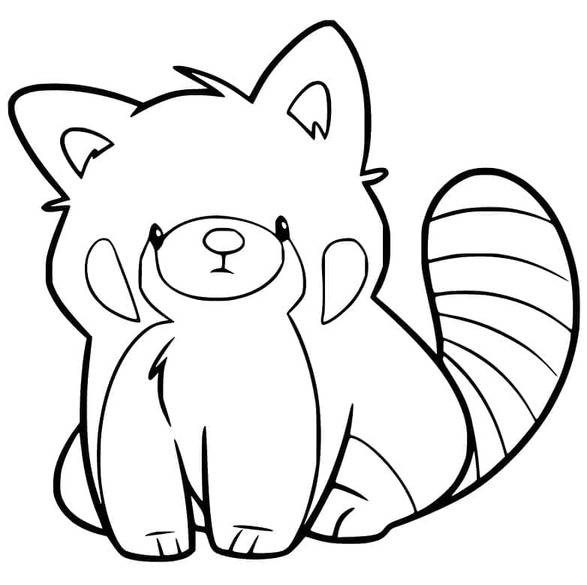 Dibujos de Panda Rojo fácil para colorear