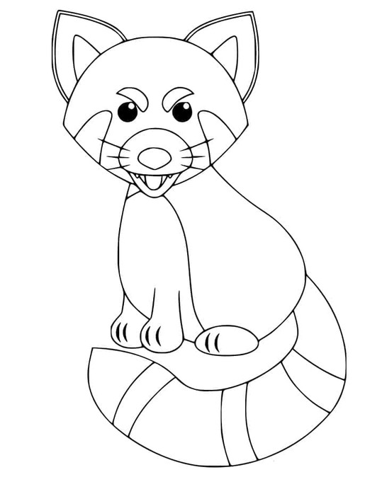 Dibujos de Panda Rojo muy fácil para colorear