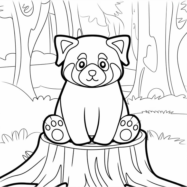 Dibujos de Panda Rojo muy sencillo para colorear