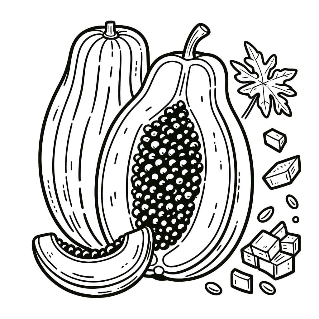 Dibujos de Papaya Imprimible para niños para colorear