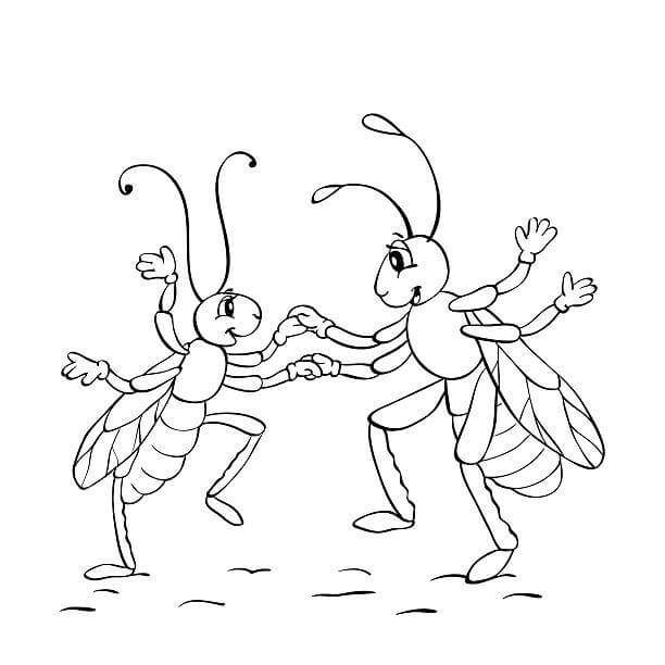 Dibujos de Pareja feliz Hormigas para colorear