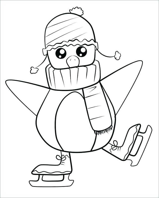 Patinaje Sobre Hielo Pingüino para colorir
