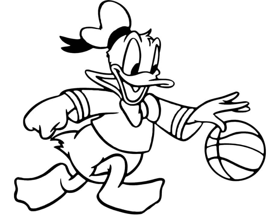 Dibujos de Pato Donald Jugando Baloncesto para colorear